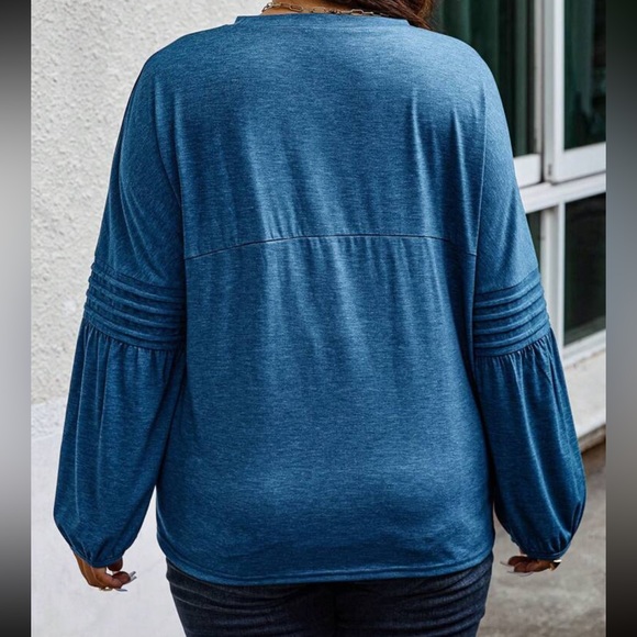 Boho dusty blue bishop sleeve blouse - Picture 6 of 16